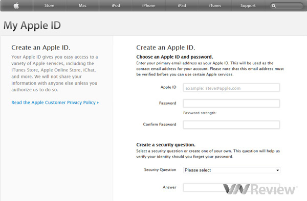 Không tạo được tài khoản Apple ID