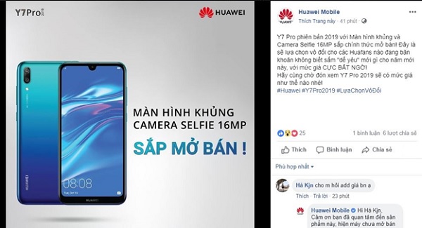Thông tin cập nhật về Huawei Y7 Pro 2019
