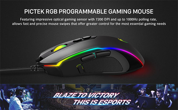 Chuột PICTEK Gaming Mouse giá rẻ mà vẫn đầy đủ tất cả các tính năng đắt tiền