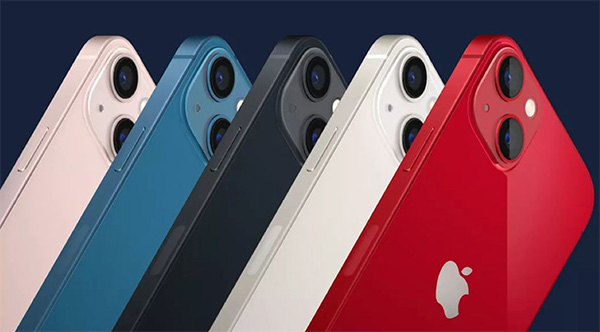 iPhone 13 gồm 5 tùy chọn Đen, Trắng, Đỏ, Xanh và Hồng.