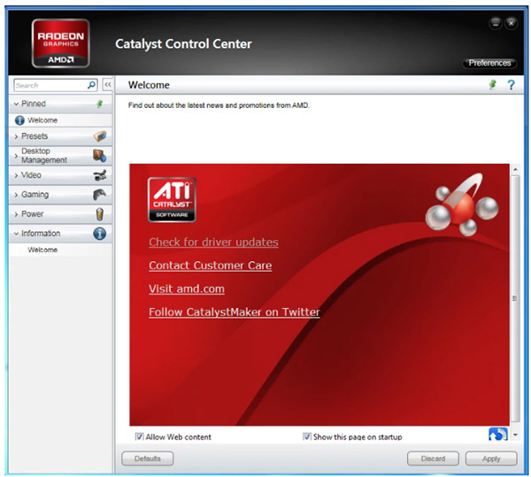 Sử dụng AMD Catalyst Control Center