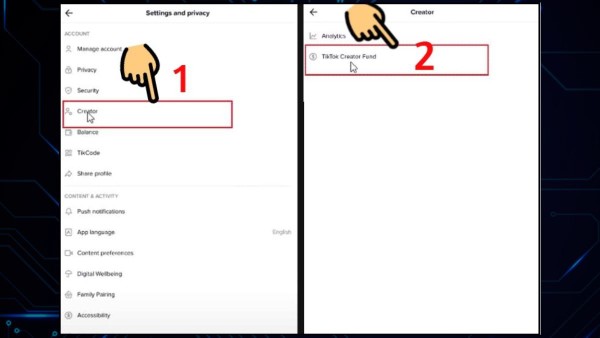 Chọn tiếp TikTok Creator Fund.