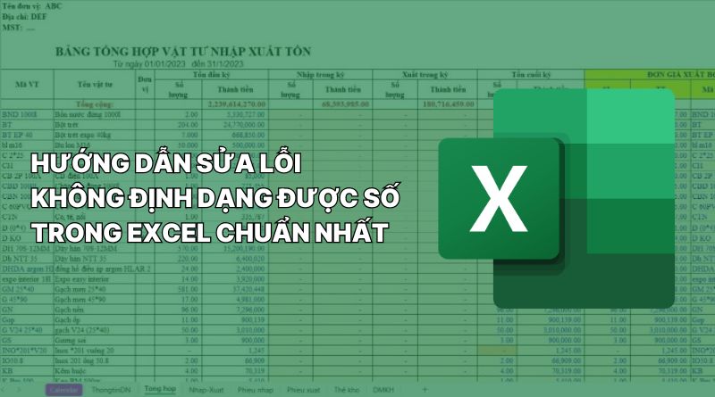 Lỗi không định dạng được số trong Excel