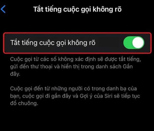Tắt tiếng cuộc gọi không rõ