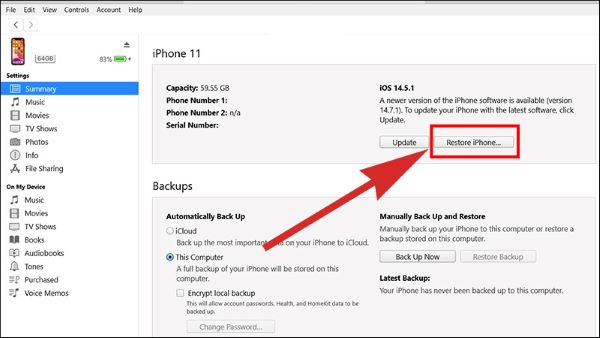 Khôi phục iPhone qua iTunes