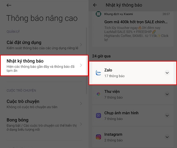 Toàn bộ tin nhắn đã thu hồi được lưu lại trong nhật ký