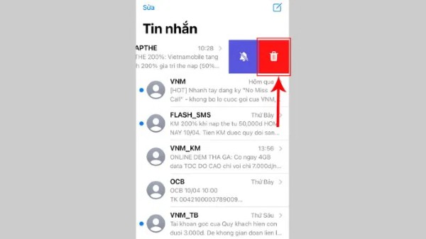 Thường xuyên xóa tin nhắn rác, tin nhắn không cần thiết