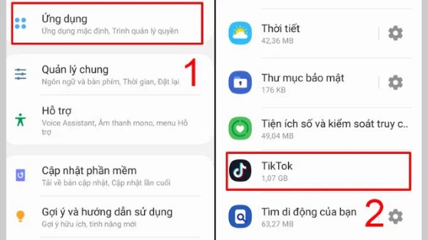 Mở Ứng dụng → chọn Quản lý ứng dụng