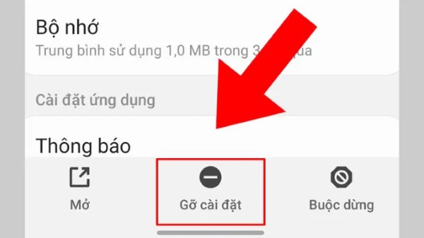Chọn Gỡ cài đặt