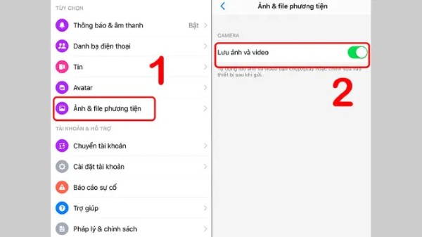 Mở mục Ảnh và phương tiện