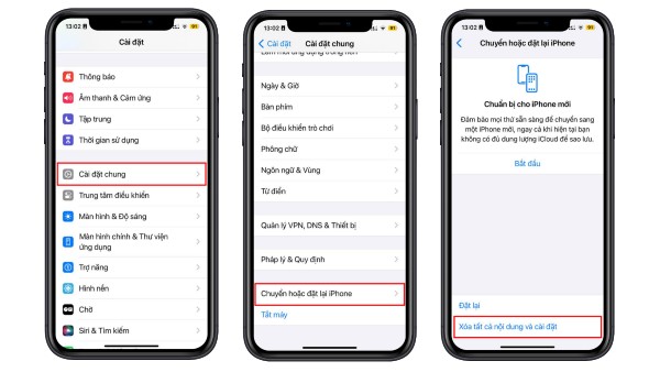 Chọn Xóa tất cả nội dung và cài đặt để khôi phục cài đặt gốc