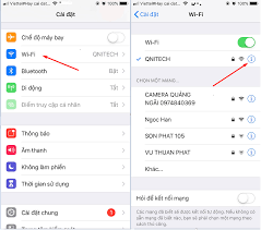 Nhấn vào chữ “i” cạnh mạng Wi-Fi